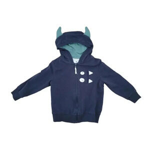 Tommy Bahama toddler monster zip up hoodie navy blue size 24M cotton